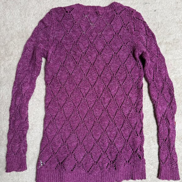 Mossimo Women's Open Knit Cotton Sweater Raspberry Size S - Picture 2 of 6